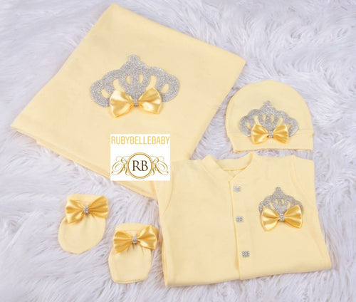 4pcs Princess Crown Set - Yellow/Silver