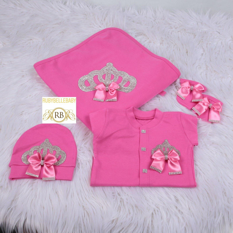 4pcs Princess Crown Set - Pink - RUBYBELLEBABY