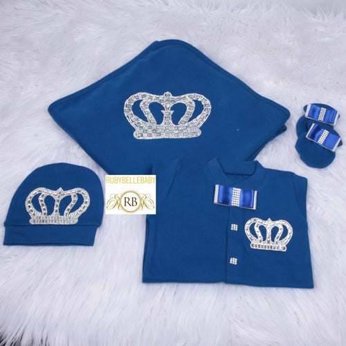 4pcs HRH Crown Set - Navy Blue/Silver - RUBYBELLEBABY