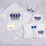 5pcs HRH Crown Velvet Set - Royal Blue/Silver