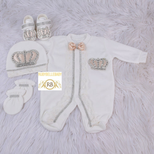 4pcs Infant Boy Outfit - Gold/Silver