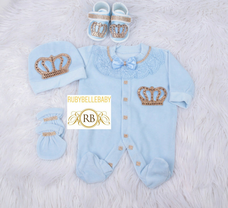 4pcs Infant Girl Outfit - Blue