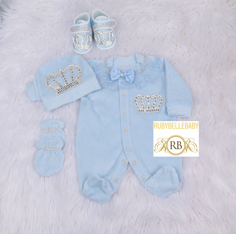 4pcs Infant Girl Outfit - Blue