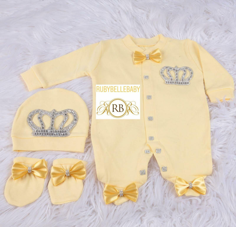 3pcs HRH Crown Set - Yellow/Silver - RUBYBELLEBABY