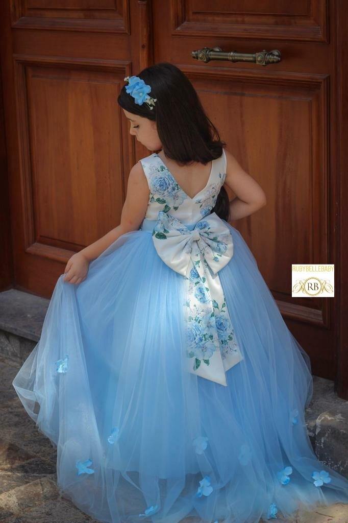 Lena Flower Girl Dress - Blue - RUBYBELLEBABY