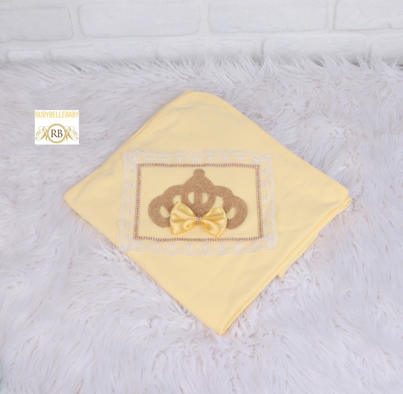 Princess Crown Receiving Blanket - Yellow/Gold
