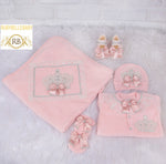 5pcs Jeweled Crown Velvet Set - Blush