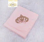 Princess Crown Velvet Blanket - Light Pink/Gold