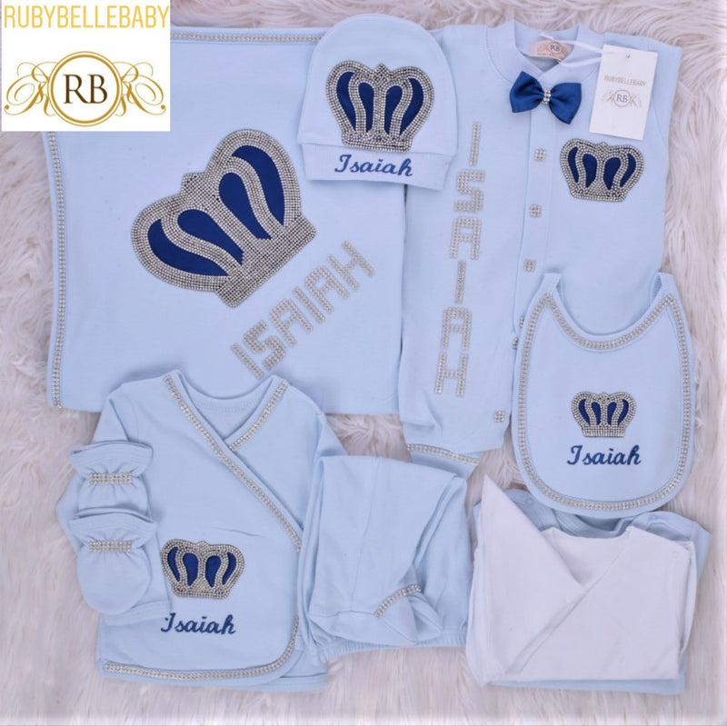 10pcs Newborn Baby Boy Outfit - Blue/Blue