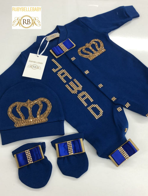 3pcs HRH Crown Set - Blue/Gold