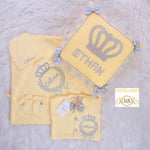 4pcs Embriodery Crown Blanket Set - Yellow