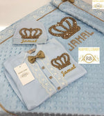 4pcs HRH Crown Blanket Set - Royal/ Gold