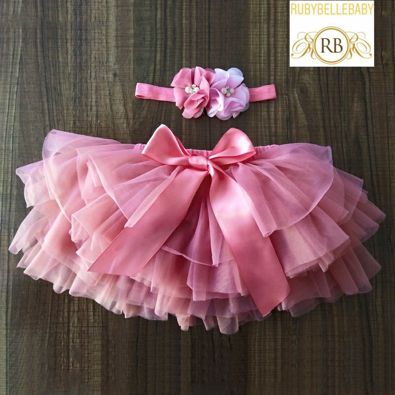 Rose Pink Tutu Skirt Set Newborn Rose Pink Tutu Skirt Set Newborn