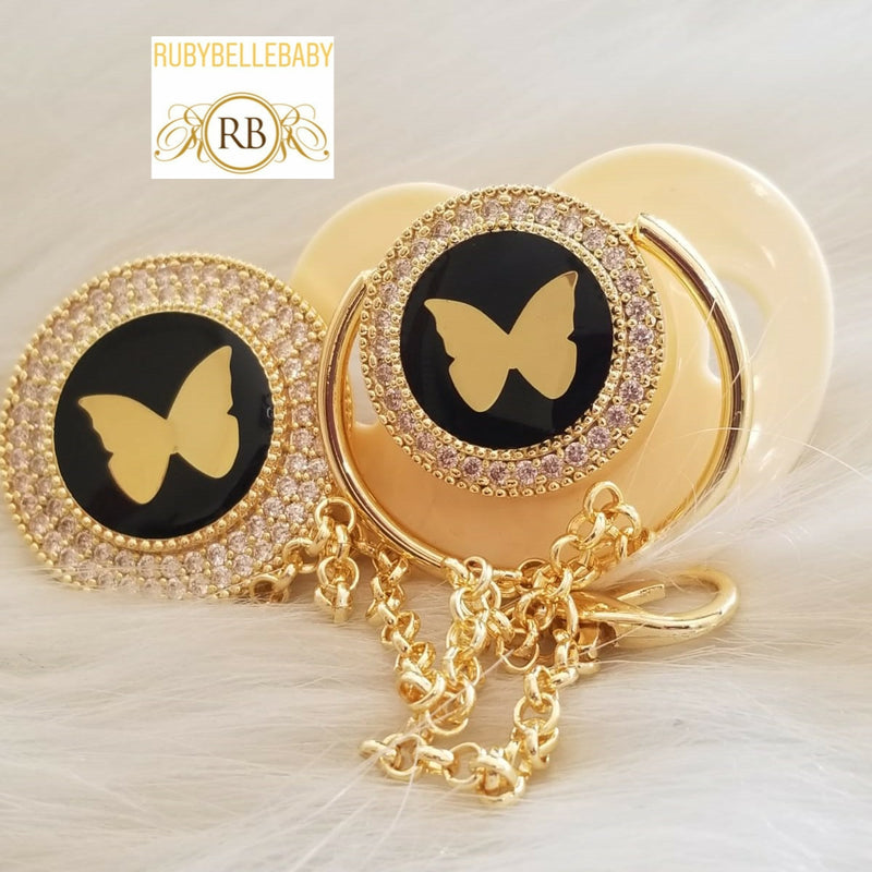 Bling Baby Butterfly Pacifier Set - Yellow
