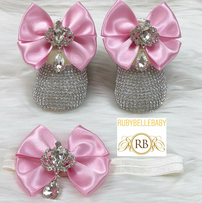 Bling Baby Shoe Set- Pink/Silver