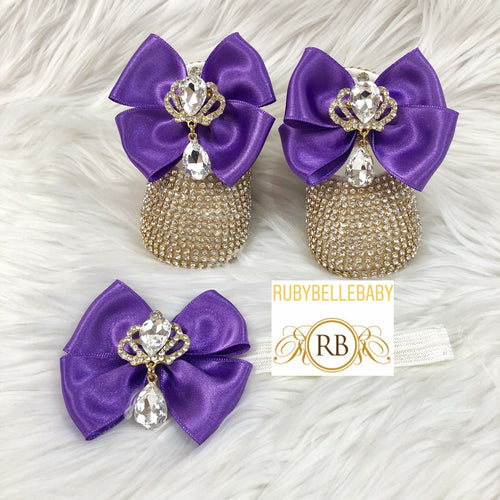 Swarvoski Princess Shoe Set- Purple/Gold