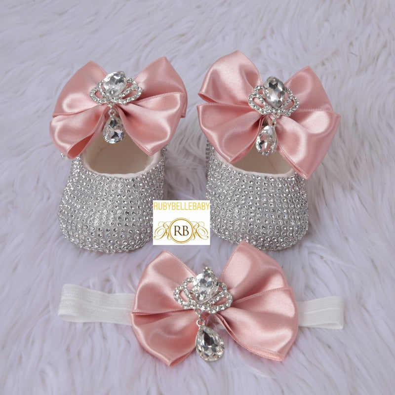 Bling Baby Shoes Set - Blush/Silver