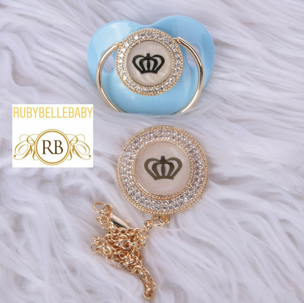 Bling Baby Crown Pacifier Set More Colors