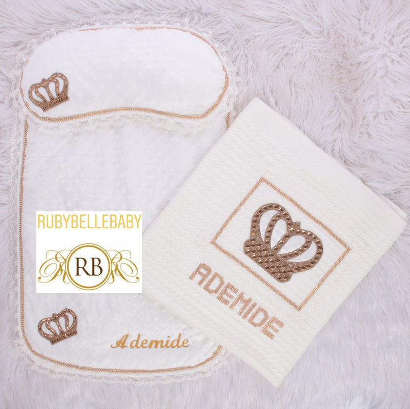 HRH Crown Mat & Pillow - White - RUBYBELLEBABY