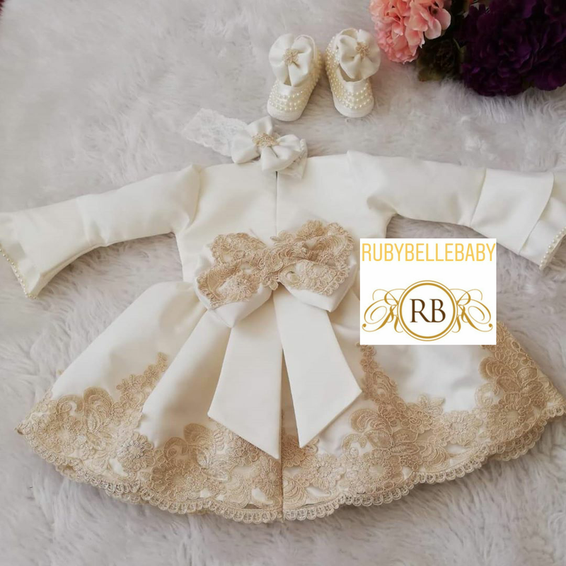 Eugene Infant Dress - Gold 0-6M Eugene Infant Dress - Gold 0-6M
