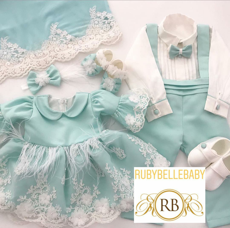 His and Hers Julie Dress and Jude Suspender Set - Mint Green