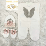 3pcs Princess Crown Wings Set - Blush