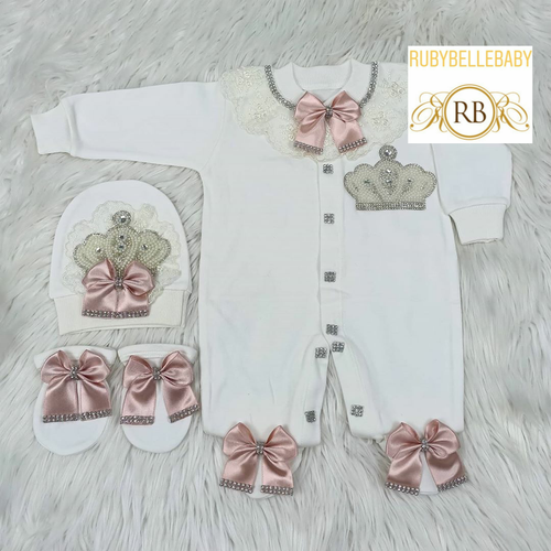 3pcs Jeweled Set - Blush - RUBYBELLEBABY