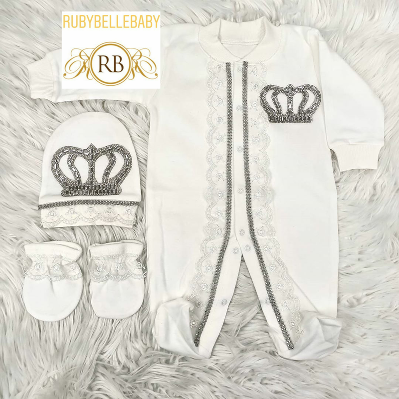 3pcs HRH Crown Set - White