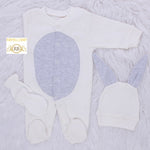 3pcs Easter Bunny Baby Romper Set - White/Grey