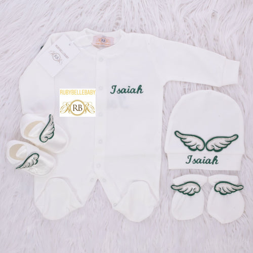 4pcs Rhinestones Wings Bling Baby Outfit - More Colors