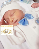 4pcs Royal Crown Pillow Set - Light Blue/Silver