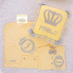 4pcs Embriodery Crown Blanket Set - Yellow