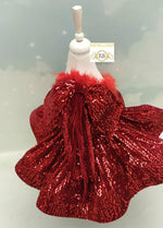 Janelle One Shoulder Fur Dress - Red