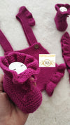 3pcs Organic Handmade Knitted Romper Set - Pink