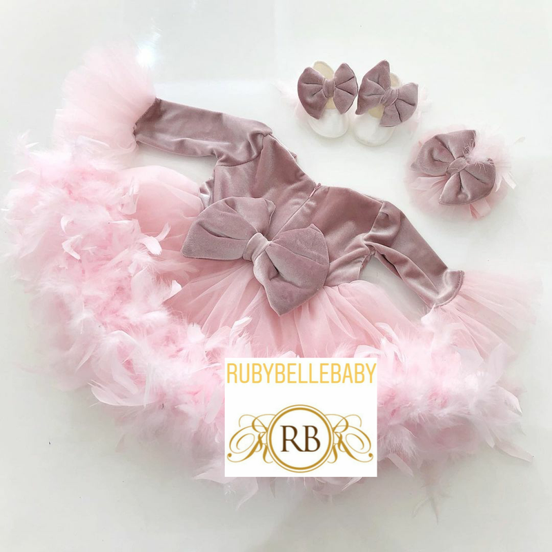 Tyra Velvet Dress set - Pink
