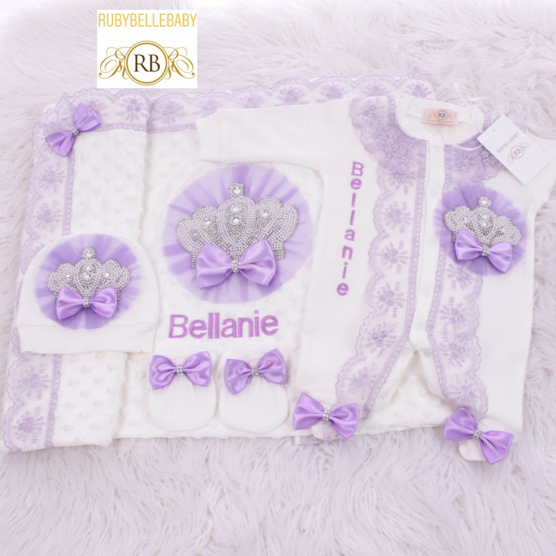 4pcs Jeweled Blanket Set - Lilac