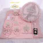 9pcs Jeweled Crown Bling Baby Outfit Set - Blush