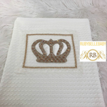 HRH Crown Wool Blanket - White/Gold