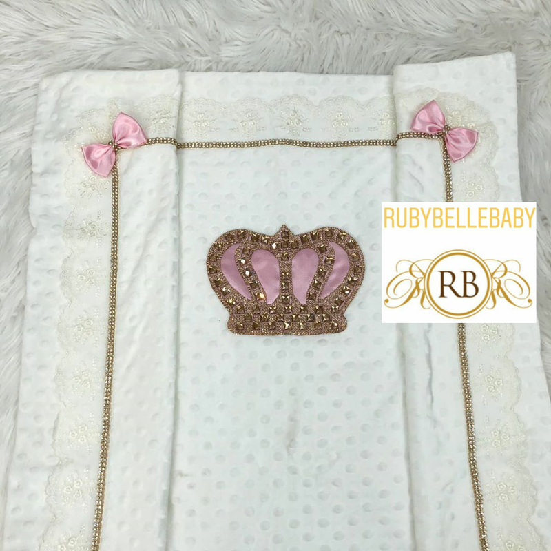 Luxury Bling Baby HRH Crown Mink Blanket - Blush