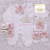 4pcs Jeweled Crown Set - White/Blush