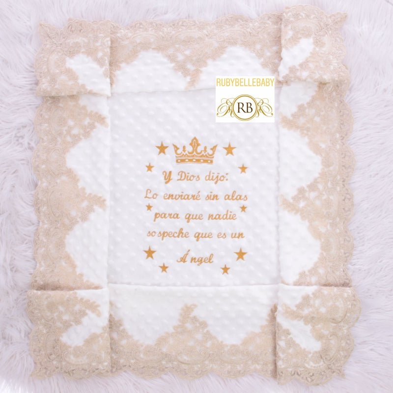 Personalized Inscription Prayer Word Poetry Mink Baby Blanket - Gold