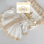 Fiona Lee Vintage Baby Girl Dress - White/Gold