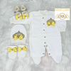 4pcs Baby Girl Princess Crown Set - White/Yellow