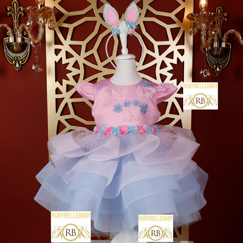 Tacha Bunny Girls Easter Dress - Pink/Blue