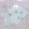 5pcs Orchid Roses Blanket Set - Mint Green/Pink
