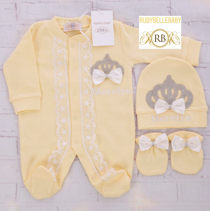 3pcs Princess Crown Set - Yellow/White