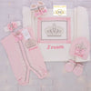 6pcs Jeweled Wool Blanket Set  -  Pink/White