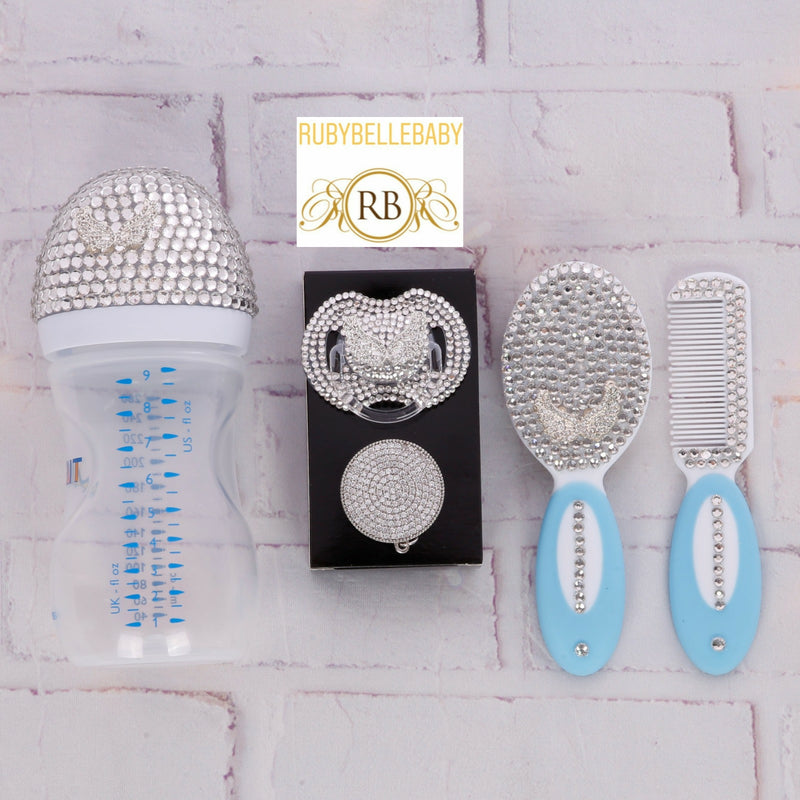 5pcs Bling Baby Bottle and Hair Grooming Set