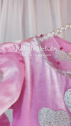 Nina Sparkle Velvet Hearts Valentine Girls Dress - Pink
