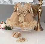 Serra Bey Feather Dress - Gold